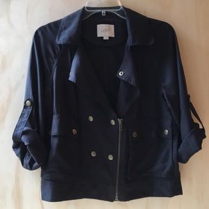 Black Lightweight Cropped Bomber Utility Jacket